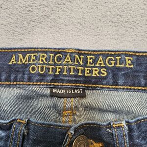 American Eagle Mens 30x30 Original Straight Jeans Stretch Distressed Denim